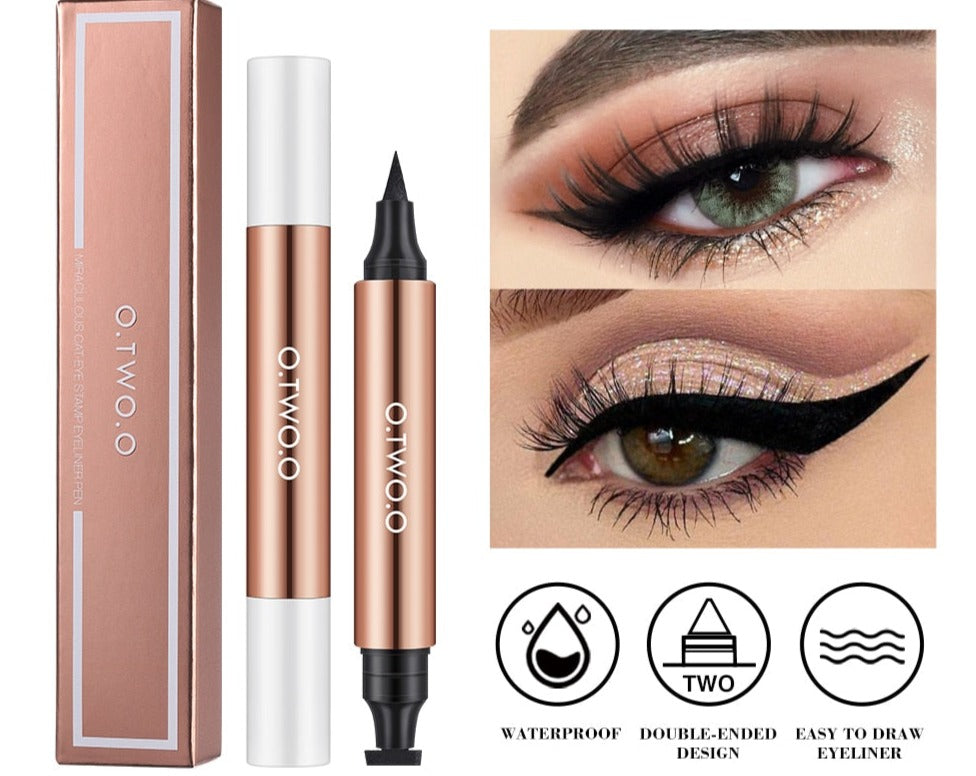 Eyeliner Stamp Black Liquid Eyeliner Pen Waterproof Fast Dry Double-ended Eye Liner Pencil Make-up for Women